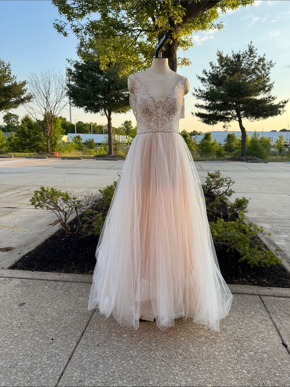 Marriage Bridal Paige Size 8 Lace Tulle Wedding Gown Ivory Champagne